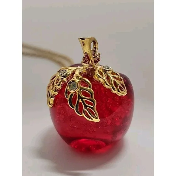 Avon Jewelry Avon Signed Lucite Candy Red Apple Necklace With